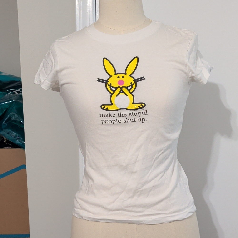 Vintage Happy Bunny White Tee Shirt